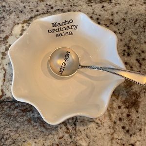 Mud pie salsa dish with spoon